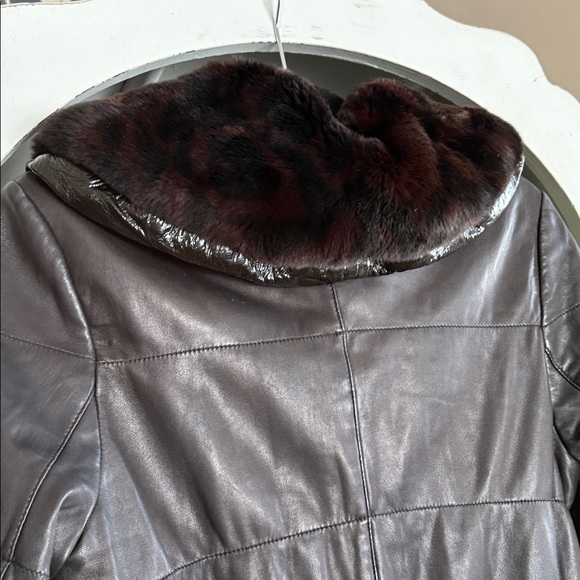 #150 leather and fur puffer coat - Picture 10 of 13